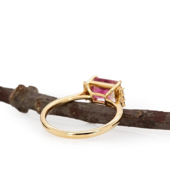 1.68cts Bi-Color Tourmaline Ring in Solid 14K Gold with Natural Diamond Accents - Picture 9 of 11